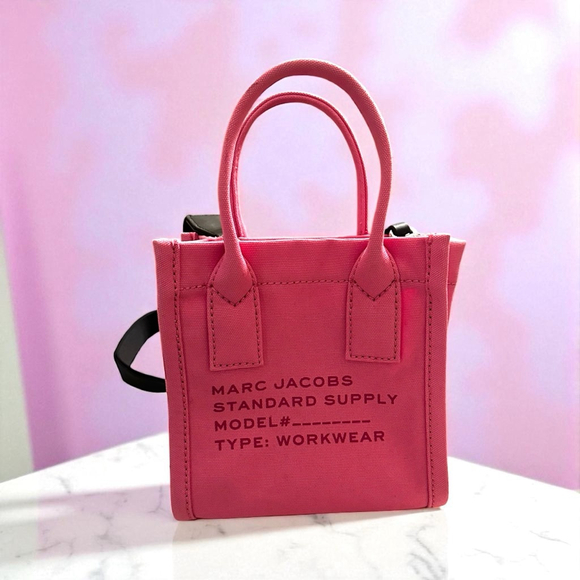 Marc Jacobs Candy Pink Mini Tote Bag with Black Strap - Picture 1 of 9